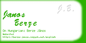 janos berze business card